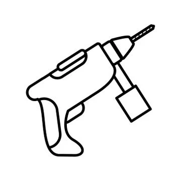 Electric drill tool style line icon Stock Illustration