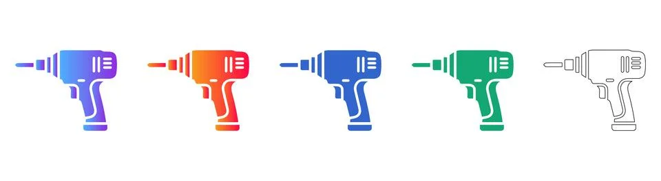 Electric Drill Tool Vector Icons Ilustración de archivo