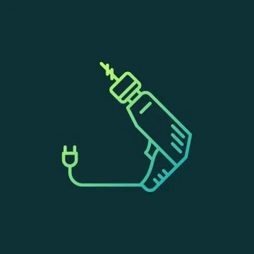 Electric Drill vector colored linear icon on dark background Illustrazione stock