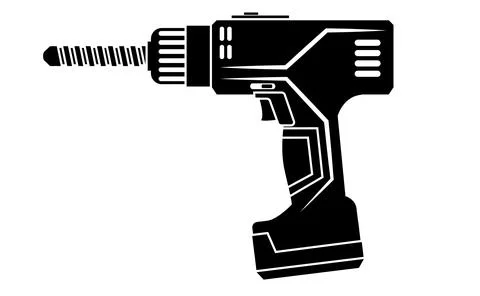 Electric drill vector icon isolated on white background Stock Illustration