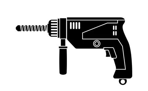 Electric drill vector icon isolated on white background Stock Illustration