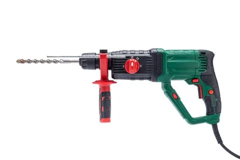 Electric drill on white background Foto stock