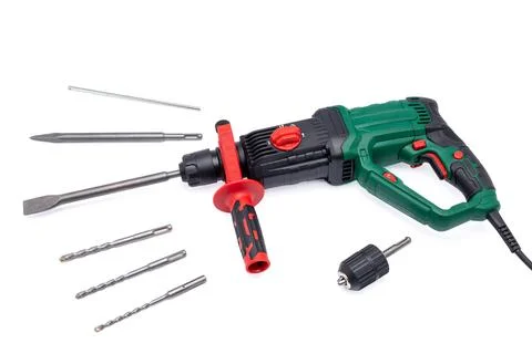 Electric drill on white background Stock Photos