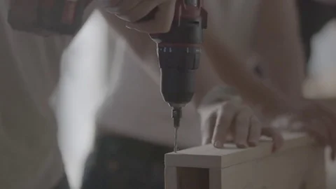 Electric drill on wood Stock Footage 73890426