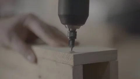 Electric drill on wood Stock Footage 73890705