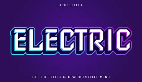 Electric editable text effect in 3d style Illustration