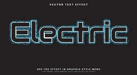 Electric editable text effect Template Illustrazione stock