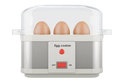 Electric Egg Cooker or egg boiler with eggs, front view. 3D rendering Illustrazione stock