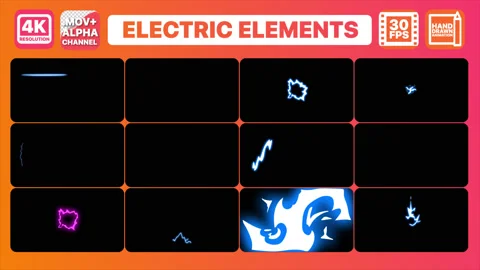 Electric Elements Pack Stock Footage 130737354