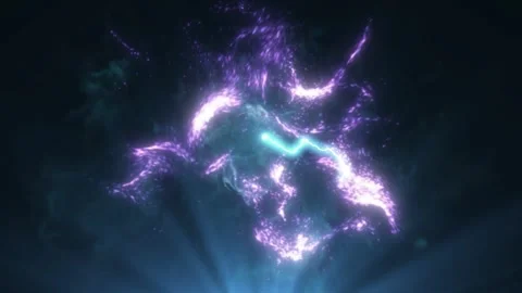 Electric energy discharge effects in dark studio environment with glowing light Stock Footage 346438361