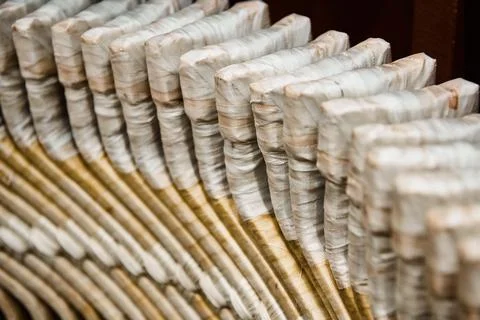 Electric engine stator with copper bus bars and fabric Foto stock