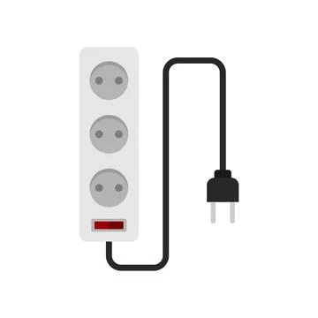Electric extension cords icon flat isolated Stock Illustration
