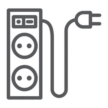 Electric extension line icon, energy and plug, socket sign, vector graphics, a Stock Illustration