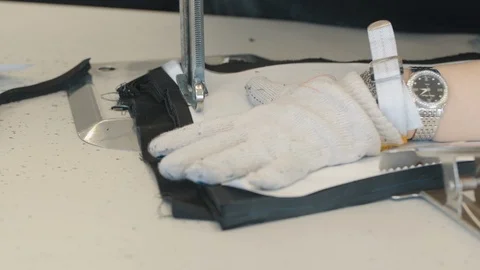 Electric fabric cutter at work Video stock 118045750
