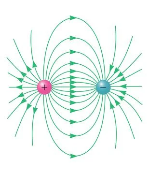 Electric Fields - Physics Education Vector Illustration Stock Illustration