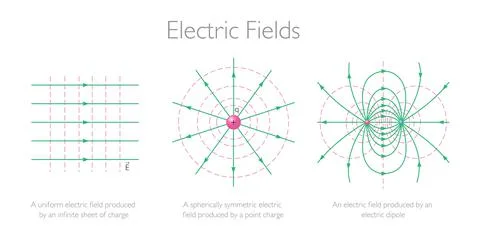 Electric Fields - Physics Education Vector Illustration Stock Illustration