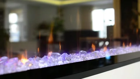 Electric fireplace at apartment Video stock 150822683