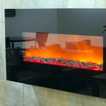 Electric fireplace background Stock Photos