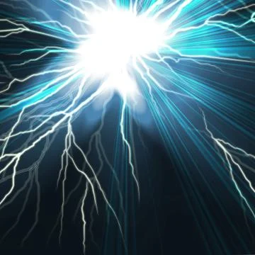 Electric flash of lightning on a dark Stock Illustration