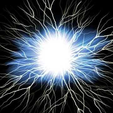 Electric flash of lightning on a dark Stock Photos