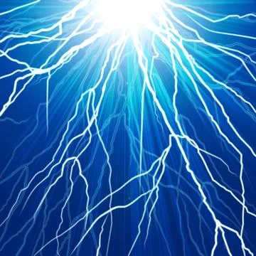 Electric flash of lightning on a dark Stock Photos