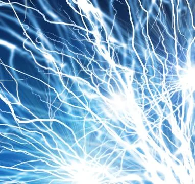 Electric flash of lightning on a dark Stock Photos