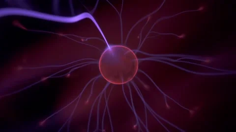 Electric flash lights in motion of plasma ball,computer generated effect Stock Footage 133251724