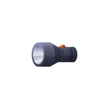 Electric flashlight with button vector icon, black portable tourist lighting Stock Illustration