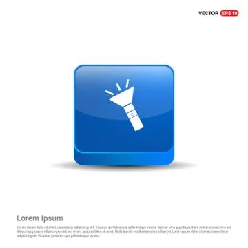 Electric flashlight icon - 3d Blue Button 库存插图