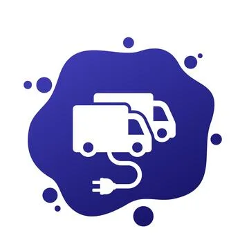 Electric fleet icon with trucks, vector Stock Illustration