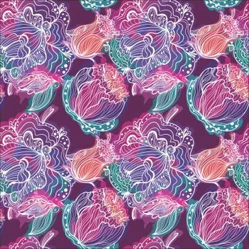 Electric Flower Vector Pattern Illustrazione stock