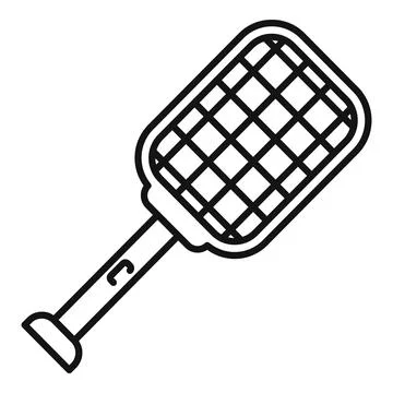 Electric fly swatter controlling insect pest zapper outline 스톡 일러스트