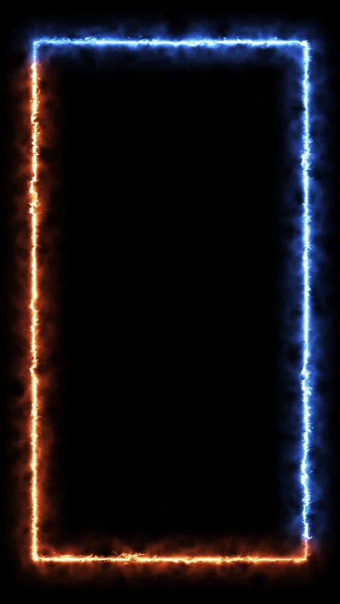 Electric Frame Vertical Neon Border with Blue and Orange Energy Stock Footage 317627381