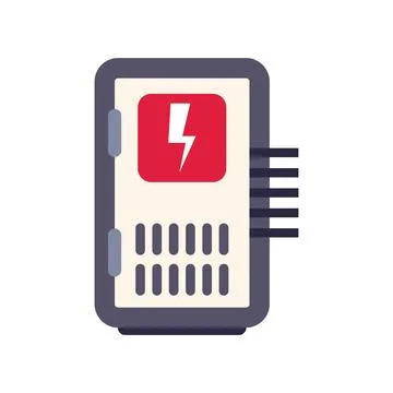 Electric fuse box distributing power supply with warning sign Stock Illustration