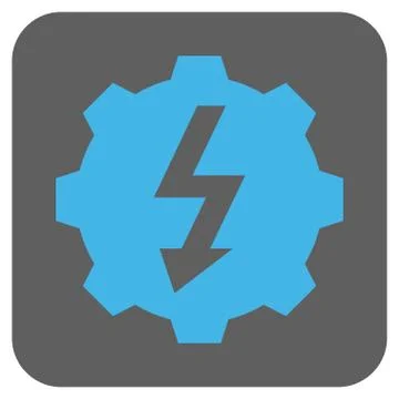 Electric Gear Rounded Square Vector Icon Stock Illustration