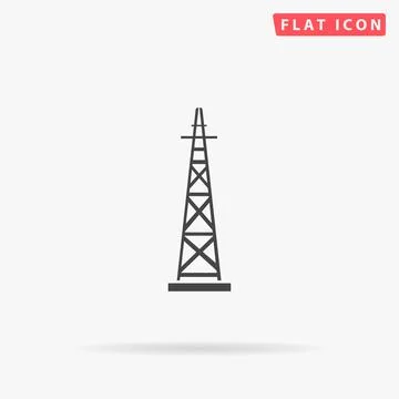 Electric geodetic tower flat vector icon. Hand drawn style design illustratio Stock Illustration