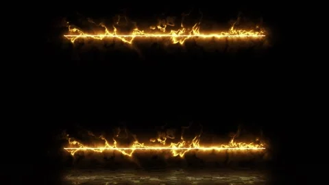 Electric golden glowing lines frame on dark background with smoke effect Stock Footage 338985955