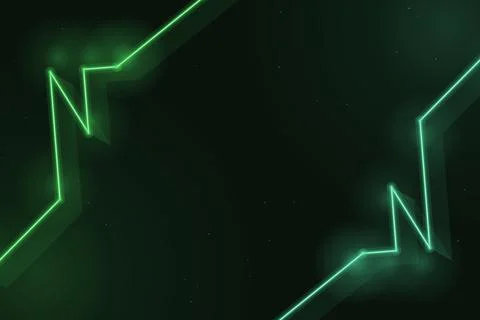 Electric green angular strokes glow around a broad dark center, delivering .. Stock-Illustration