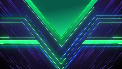 Electric green geometric frame visual with sharp V layout, cyan line accents, pu Stock Footage 340553986