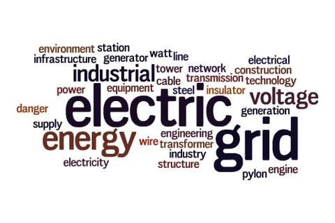 Electric grid word cloud concept Stock Illustration