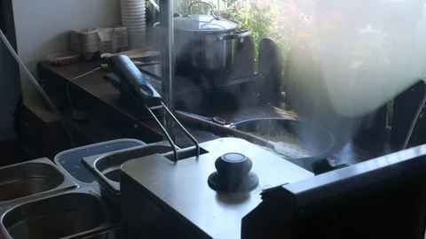 Electric grill is functioning and steams Stock Footage 113195074