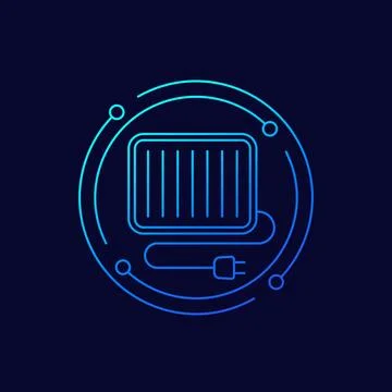 Electric grill icon in linear design Stock Illustration