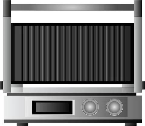 Electric grill. Silver grill for the kitchen. Stock Illustration