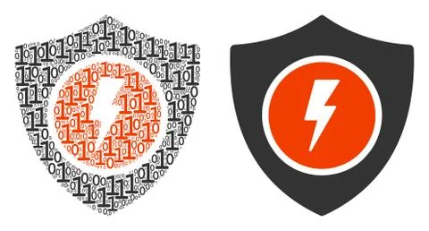 Electric Guard Collage of Binary Digits 스톡 일러스트