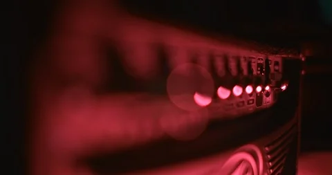 Electric Guitar Amplifier with Digital effects. Rack focus amp knobs. 스톡 동영상 120804656