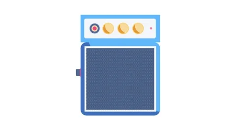 Electric guitar amplifier icon with a sleek design, showcasing control knob.. Stockbeeldmateriaal 332323364