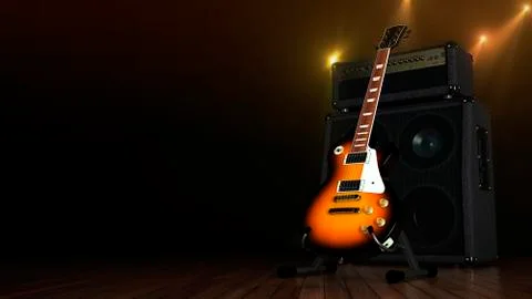 Electric guitar with amplifier Stock Illustration