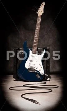 Electric guitar and amplifier Stock Photos