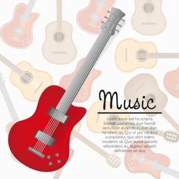 Electric guitar, background of pattern of guitars Stock Illustration