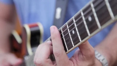 Electric Guitar Close Up Handheld Stock Footage 80260647